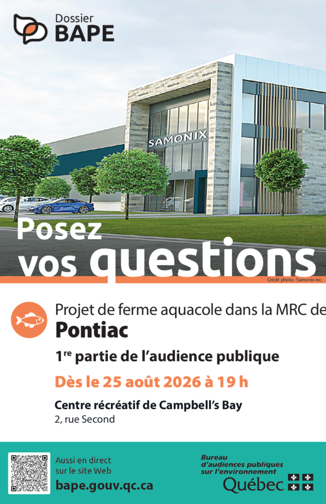 Audience publique du BAPE sur le projet de ferme aquacole dans la MRC de Pontiac