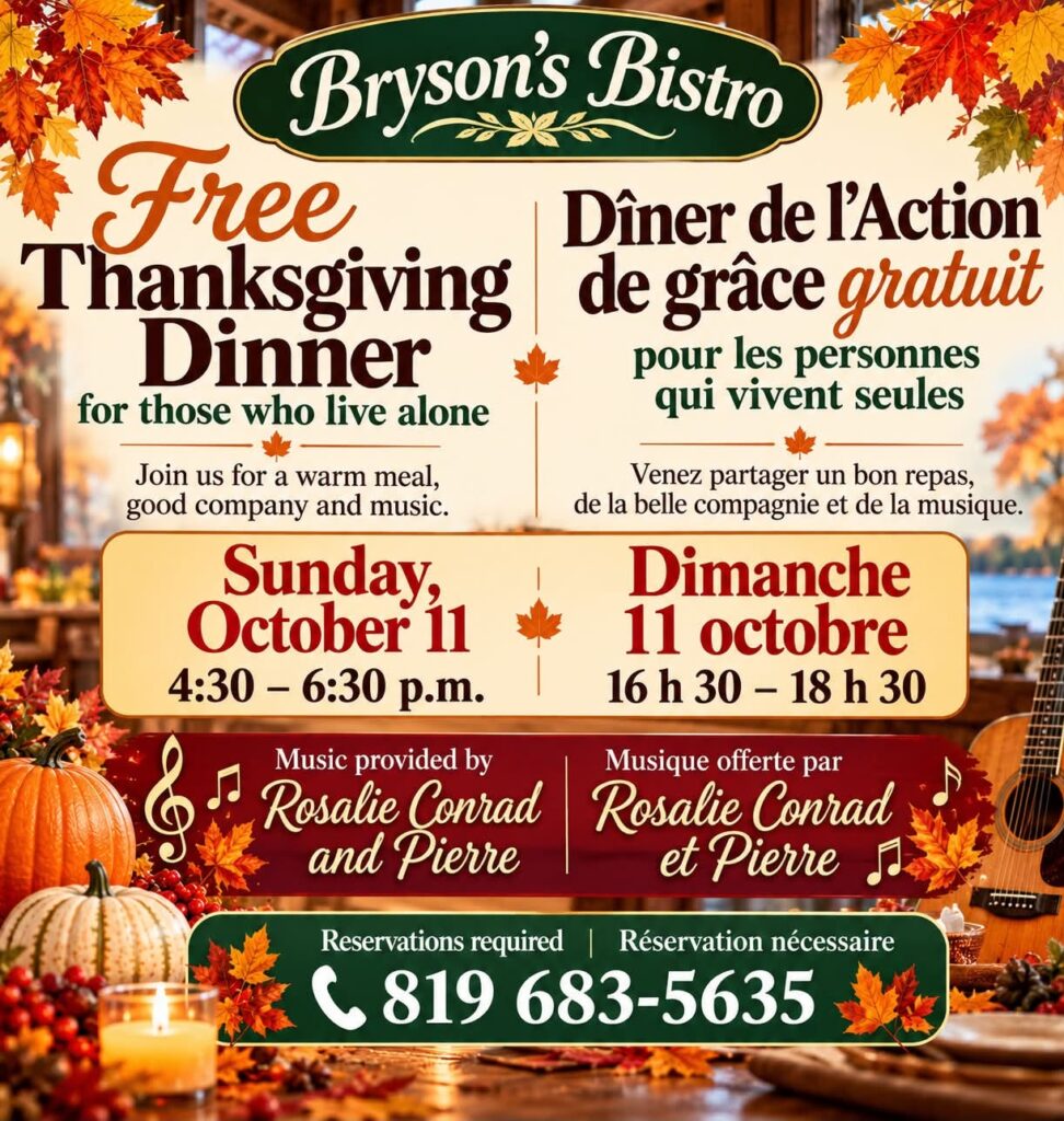 Free Thanksgiving Dinner at Bryson's Bistro Du Bucheron